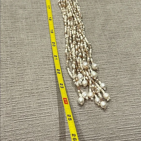 NWT Chicos genuine Pearl and seed Beaded tassel Necklace - Picture 6 of 6